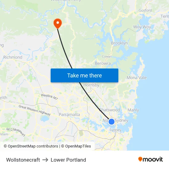 Wollstonecraft to Lower Portland map