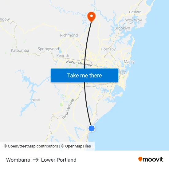 Wombarra to Lower Portland map