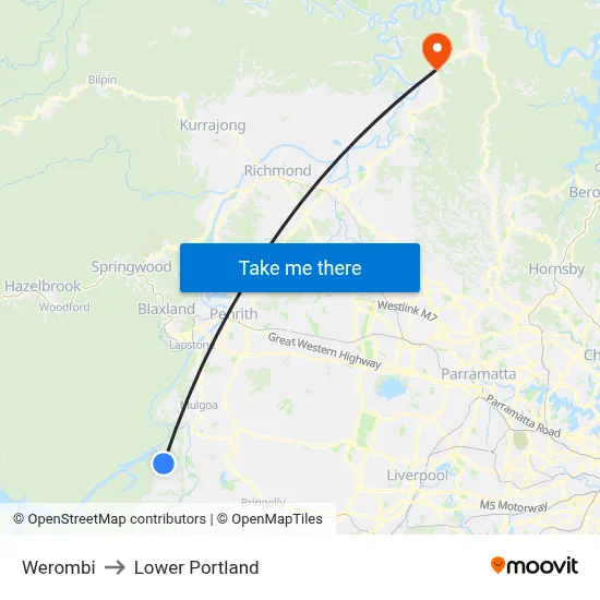 Werombi to Lower Portland map