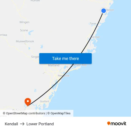 Kendall to Lower Portland map