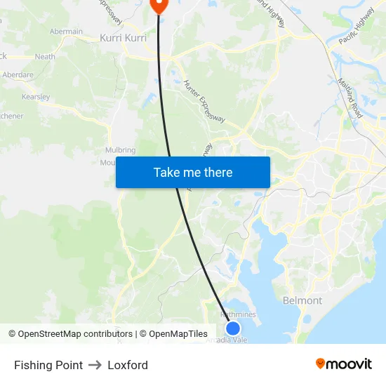 Fishing Point to Loxford map