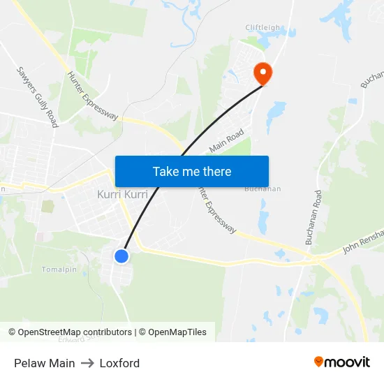 Pelaw Main to Loxford map