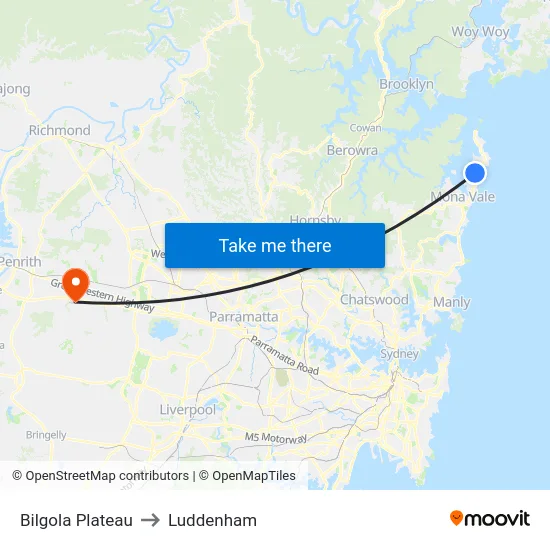 Bilgola Plateau to Luddenham map