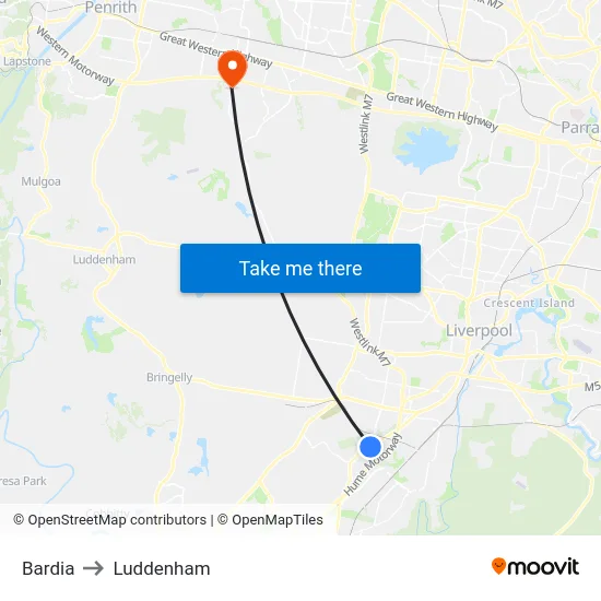 Bardia to Luddenham map