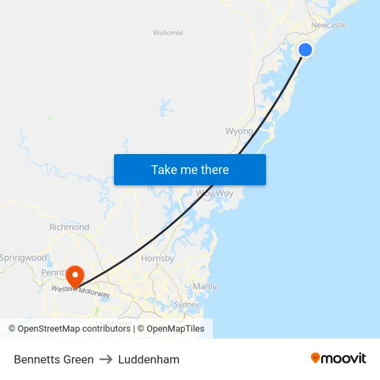 Bennetts Green to Luddenham map