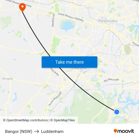 Bangor (NSW) to Luddenham map