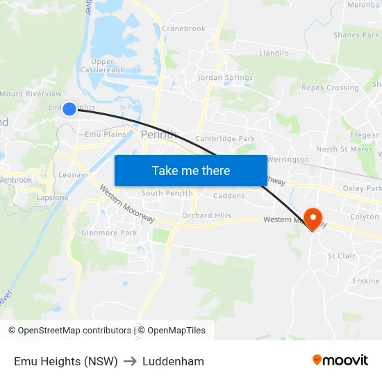 Emu Heights (NSW) to Luddenham map
