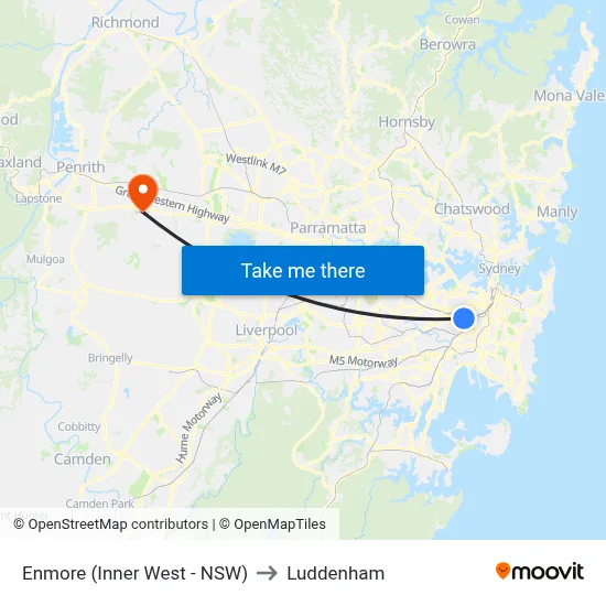 Enmore (Inner West - NSW) to Luddenham map