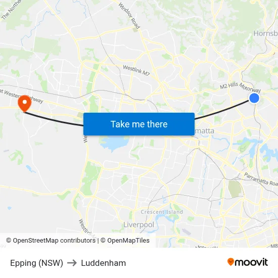 Epping (NSW) to Luddenham map