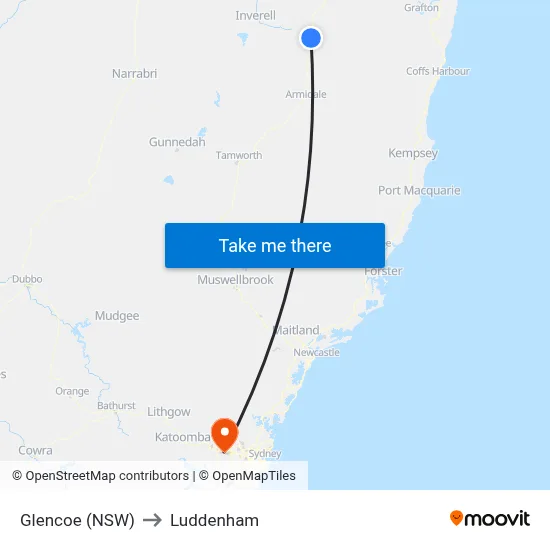 Glencoe (NSW) to Luddenham map