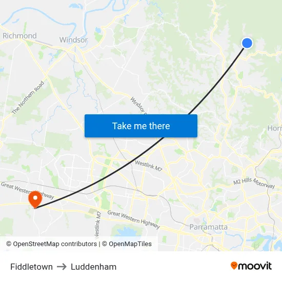 Fiddletown to Luddenham map
