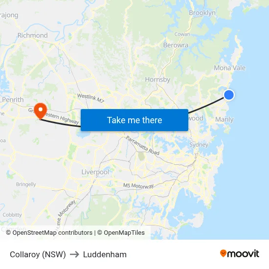 Collaroy (NSW) to Luddenham map
