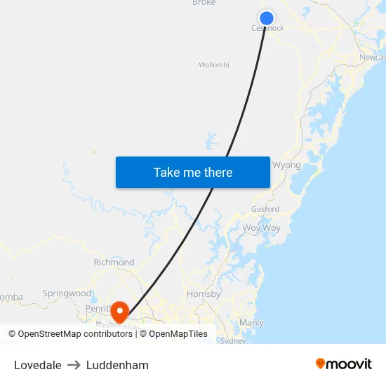 Lovedale to Luddenham map