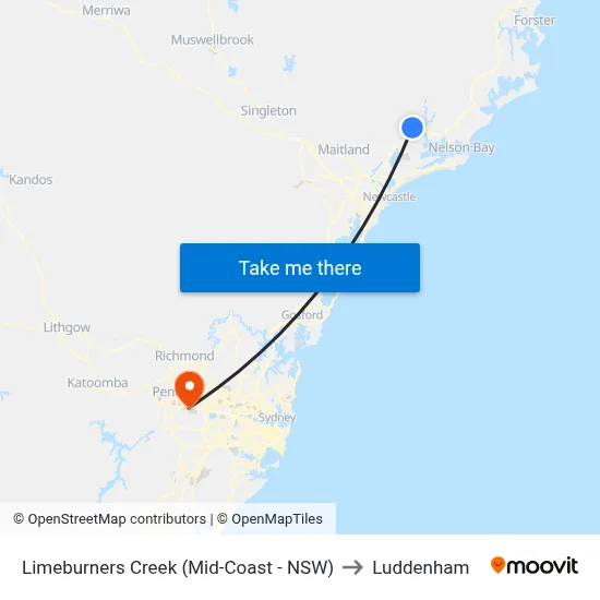 Limeburners Creek (Mid-Coast - NSW) to Luddenham map