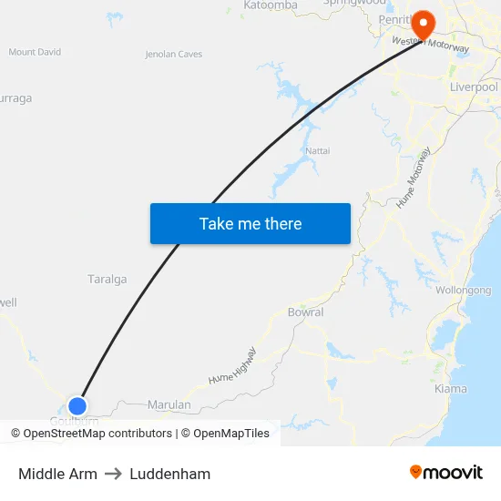 Middle Arm to Luddenham map