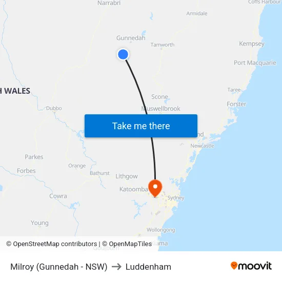 Milroy (Gunnedah - NSW) to Luddenham map
