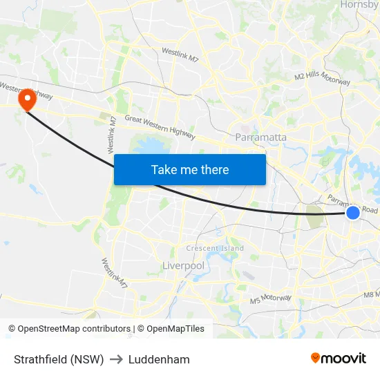 Strathfield (NSW) to Luddenham map