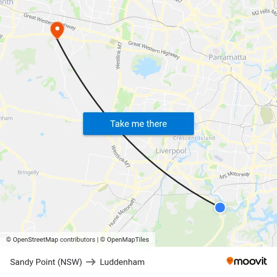 Sandy Point (NSW) to Luddenham map