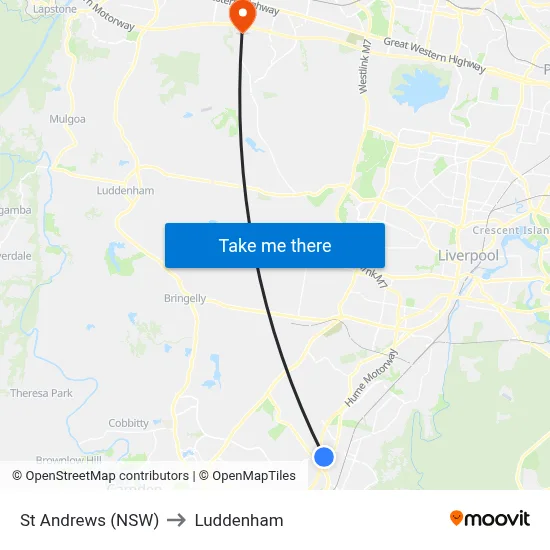 St Andrews (NSW) to Luddenham map