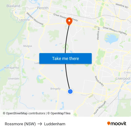 Rossmore (NSW) to Luddenham map