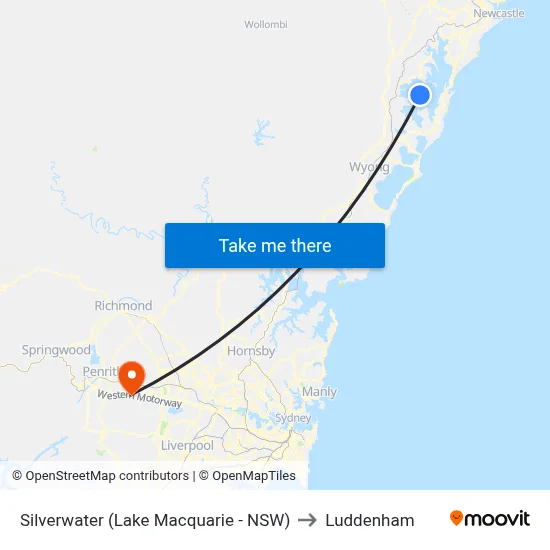 Silverwater (Lake Macquarie - NSW) to Luddenham map