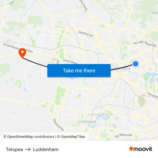 Telopea to Luddenham map