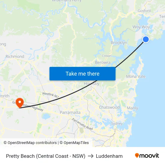 Pretty Beach (Central Coast - NSW) to Luddenham map