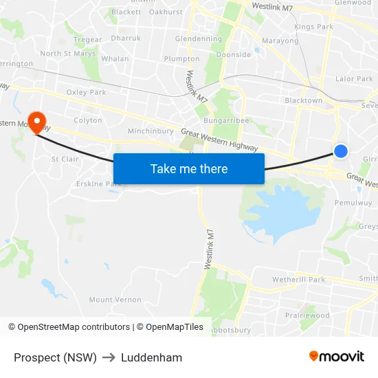 Prospect (NSW) to Luddenham map
