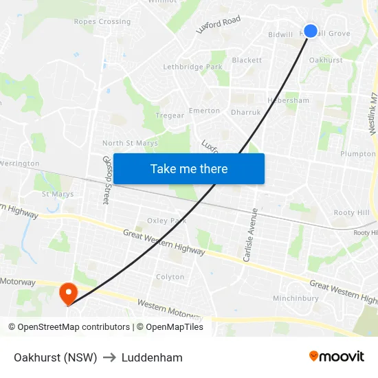 Oakhurst (NSW) to Luddenham map