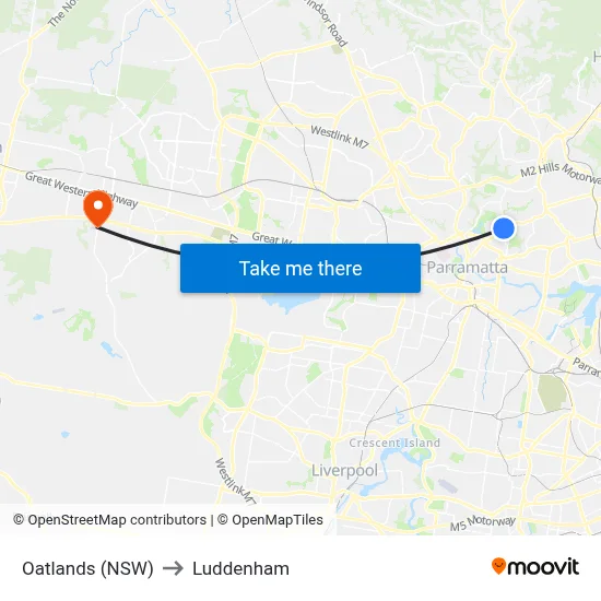 Oatlands (NSW) to Luddenham map