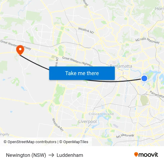 Newington (NSW) to Luddenham map