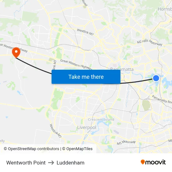 Wentworth Point to Luddenham map