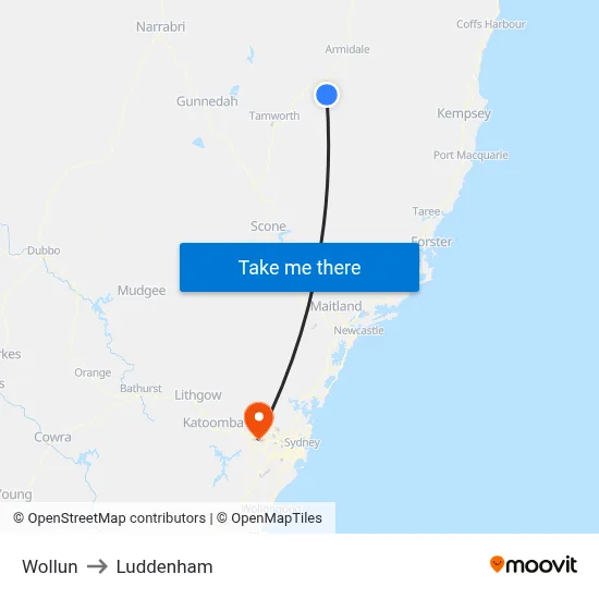 Wollun to Luddenham map