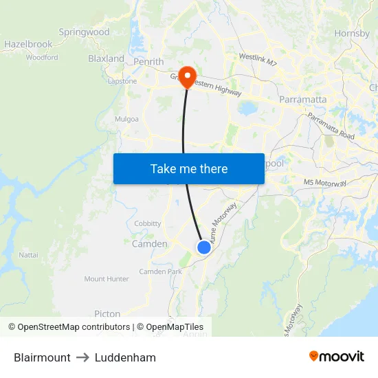 Blairmount to Luddenham map