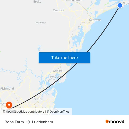 Bobs Farm to Luddenham map