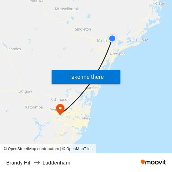 Brandy Hill to Luddenham map