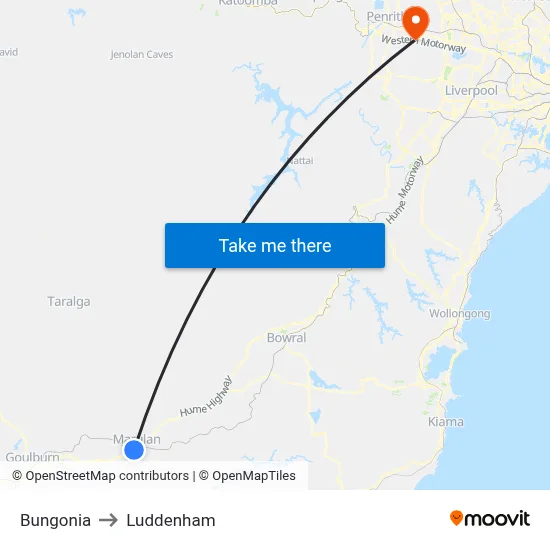 Bungonia to Luddenham map