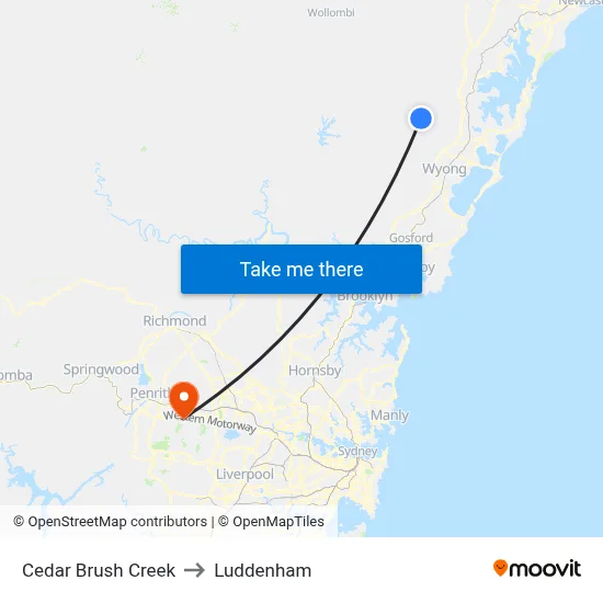 Cedar Brush Creek to Luddenham map