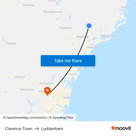 Clarence Town to Luddenham map