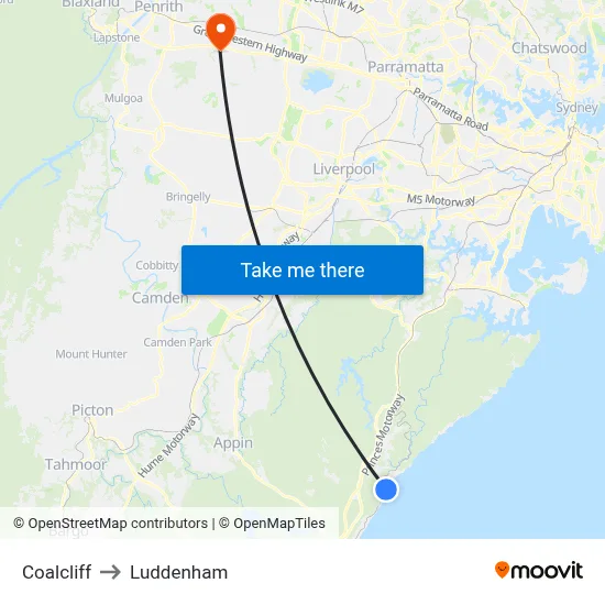 Coalcliff to Luddenham map