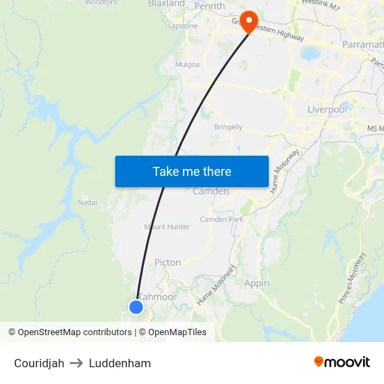 Couridjah to Luddenham map