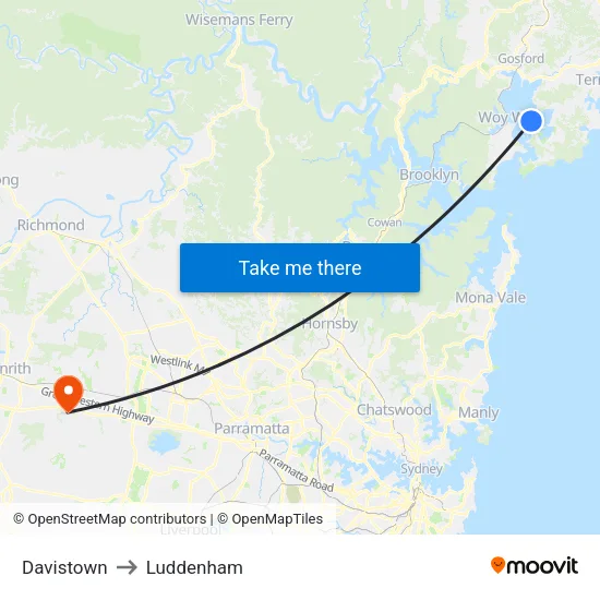 Davistown to Luddenham map