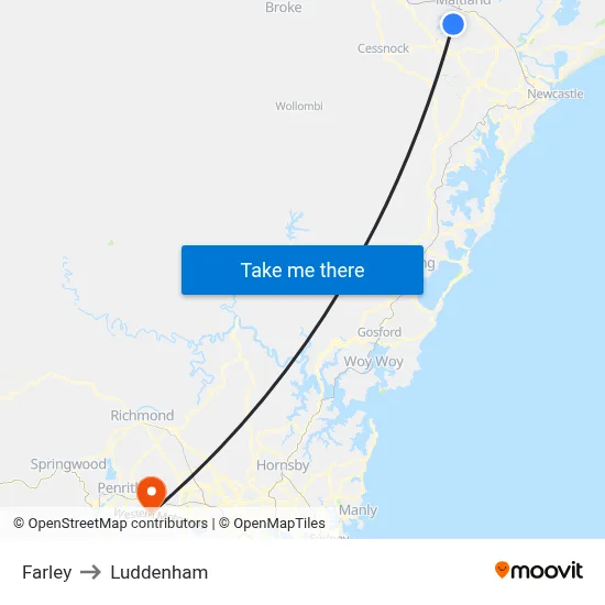 Farley to Luddenham map