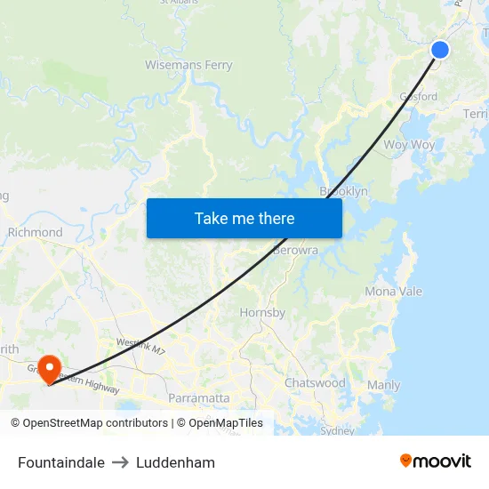 Fountaindale to Luddenham map