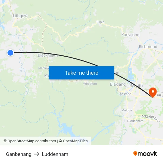 Ganbenang to Luddenham map