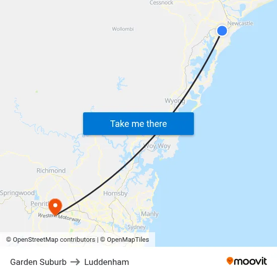 Garden Suburb to Luddenham map
