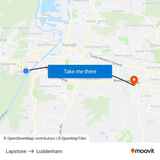 Lapstone to Luddenham map