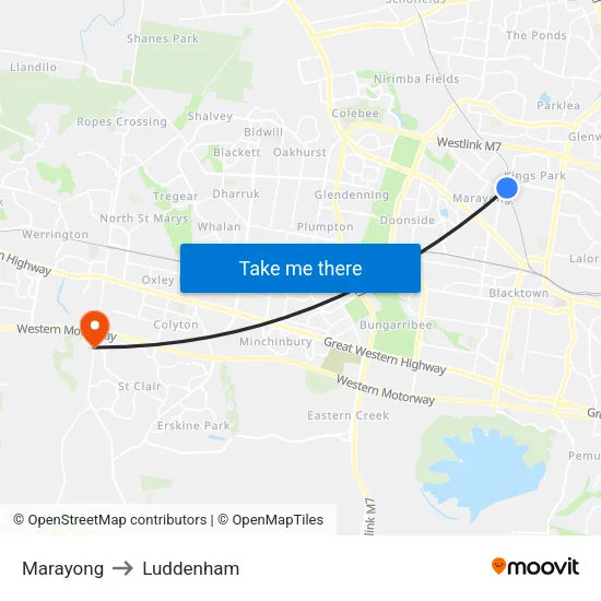 Marayong to Luddenham map