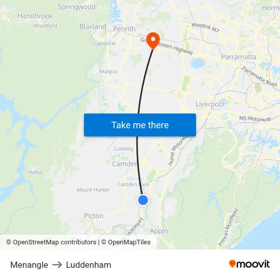 Menangle to Luddenham map