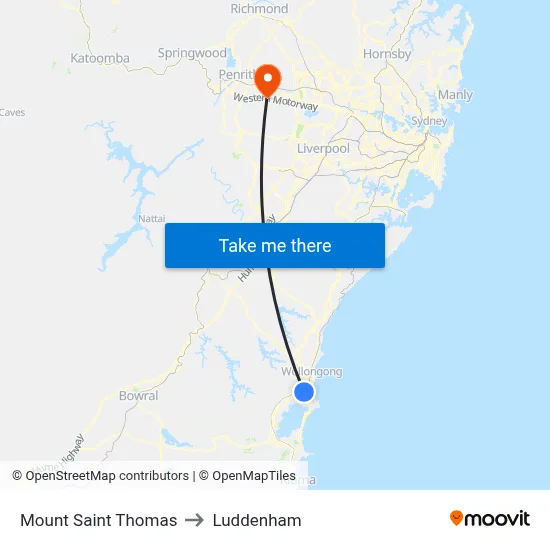 Mount Saint Thomas to Luddenham map